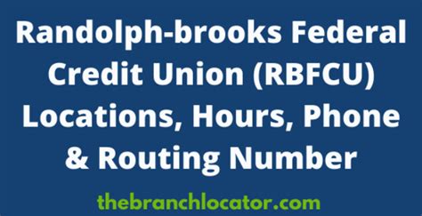 <b>RBFCU</b> offers all the banking services you would expect from a leading <b>credit</b> <b>union</b>, and we've also made it our mission to help improve our members' economic well-being. . Randolph brooks credit union near me